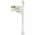 Lewiston Mailbox Post System with Ornate Base & Horsehead Finial White LMCV-701-WHT